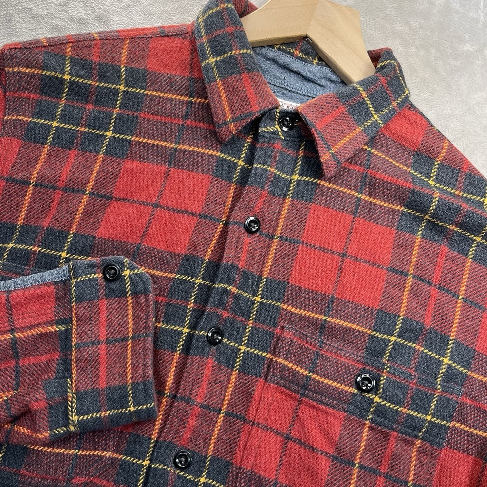 Wallace Barnes Flannel Shirt Mens Small Red Plaid Button Up Long Sleeve
